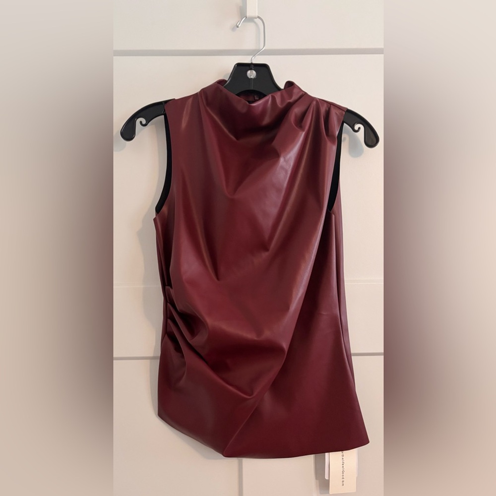 Commense Deep Red Faux Leather Top